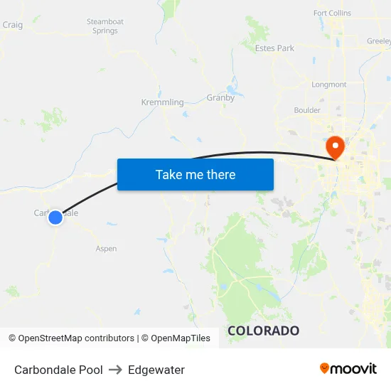 Carbondale Pool to Edgewater map