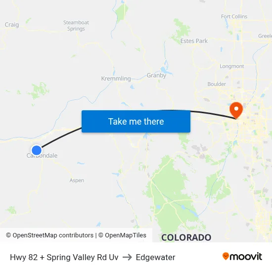 Hwy 82 + Spring Valley Rd Uv to Edgewater map