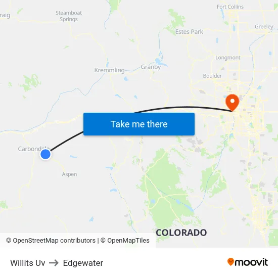 Willits Uv to Edgewater map