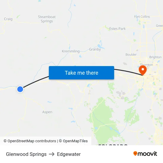 Glenwood Springs to Edgewater map