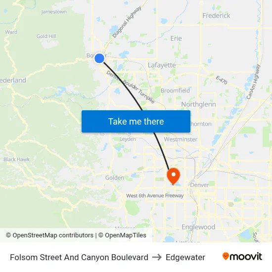 Folsom Street And Canyon Boulevard to Edgewater map
