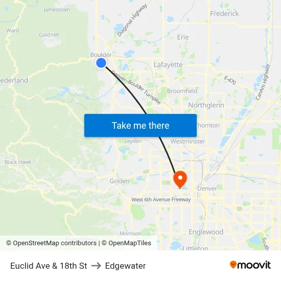 Euclid Ave & 18th St to Edgewater map