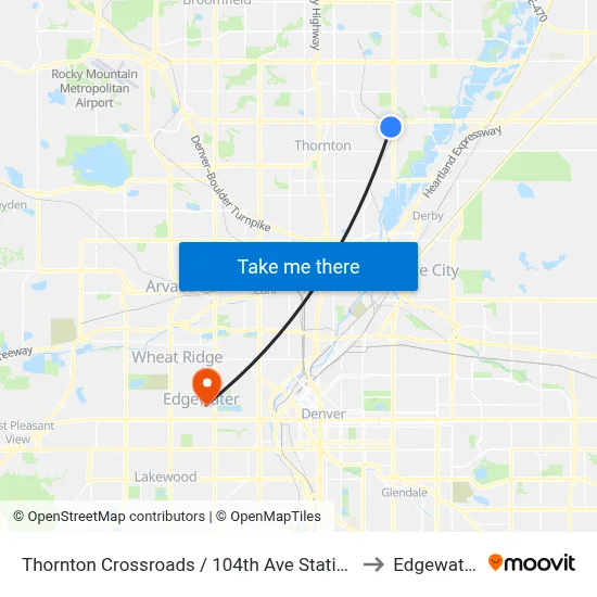 Thornton Crossroads / 104th Ave Station to Edgewater map