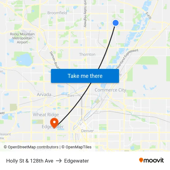 Holly St & 128th Ave to Edgewater map