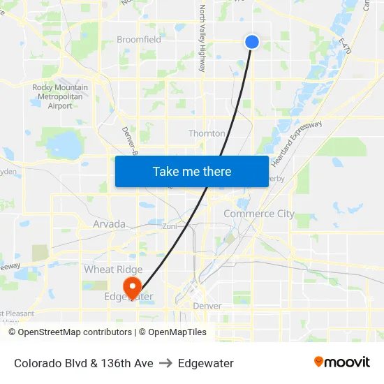 Colorado Blvd & 136th Ave to Edgewater map