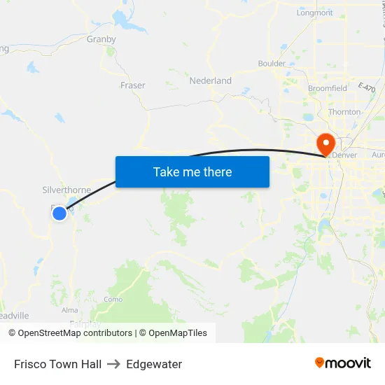 Frisco Town Hall to Edgewater map