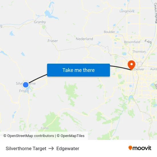 Silverthorne Target to Edgewater map
