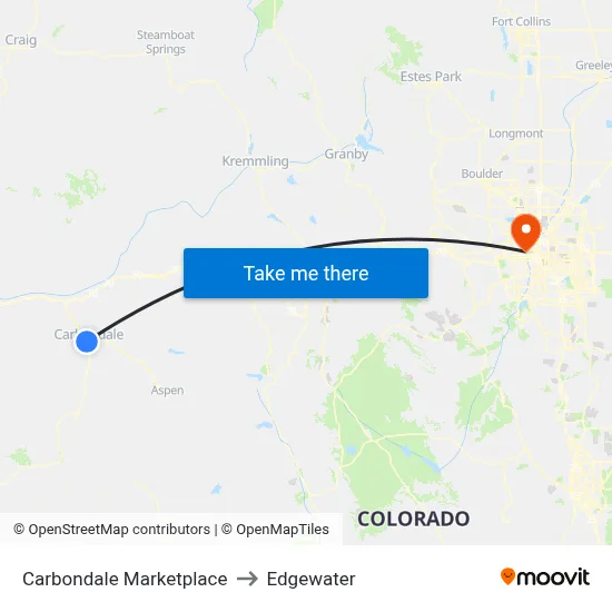 Carbondale Marketplace to Edgewater map