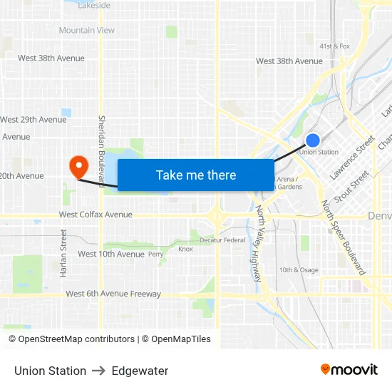 Union Station to Edgewater map