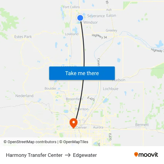 Harmony Transfer Center to Edgewater map
