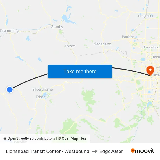 Lionshead Transit Center - Westbound to Edgewater map