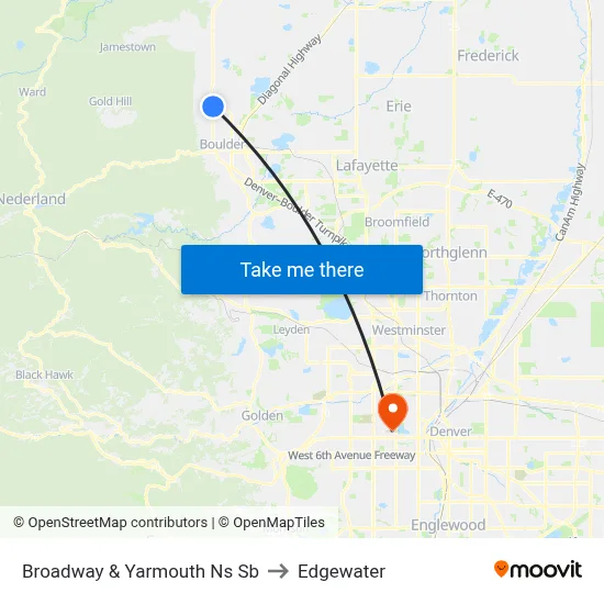 Broadway & Yarmouth Ns Sb to Edgewater map