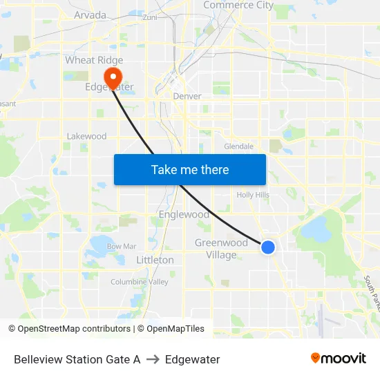 Belleview Station Gate A to Edgewater map