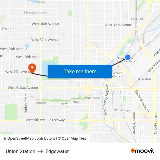 Union Station to Edgewater map