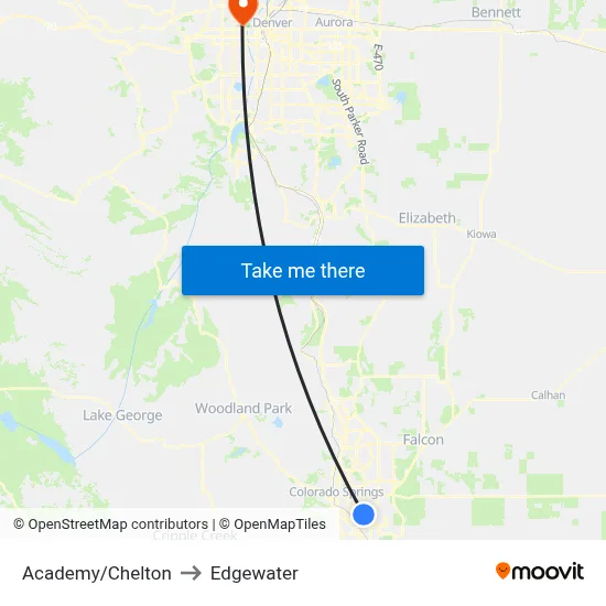 Academy/Chelton to Edgewater map