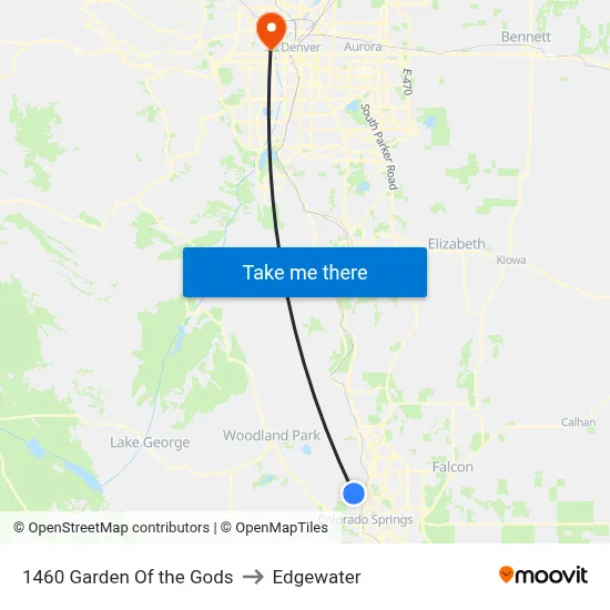 1460 Garden Of the Gods to Edgewater map