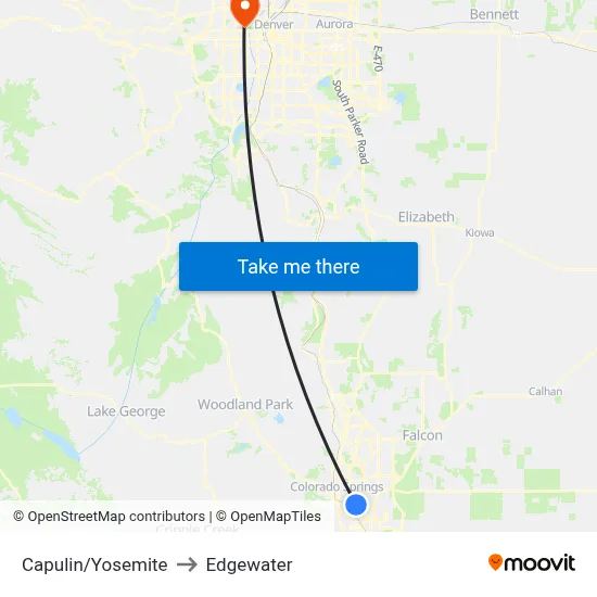 Capulin/Yosemite to Edgewater map