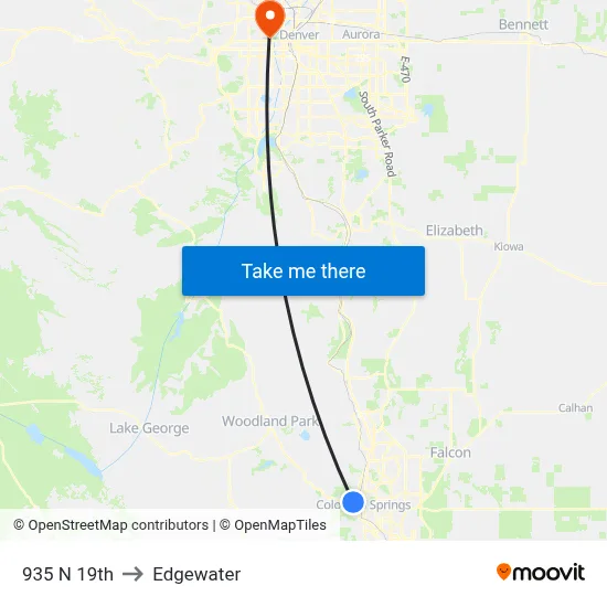 935 N 19th to Edgewater map