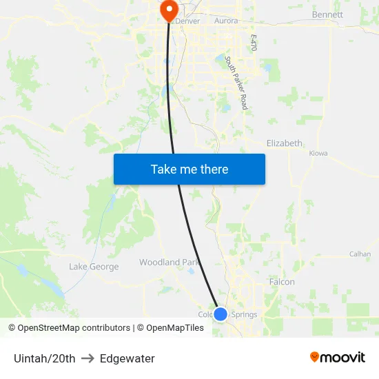 Uintah/20th to Edgewater map
