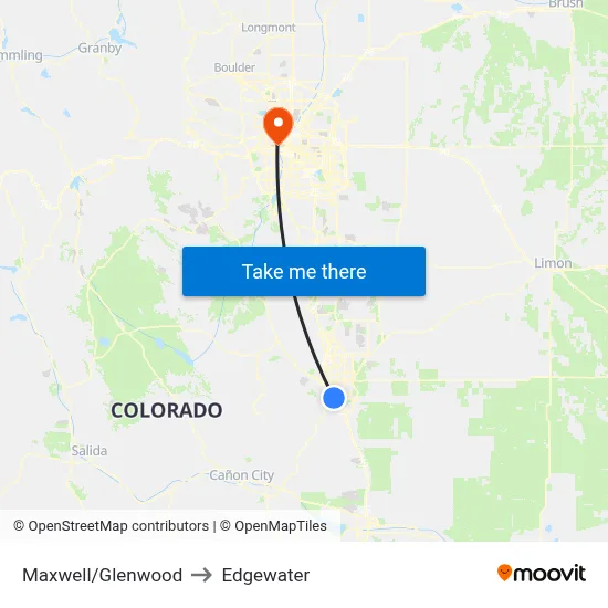 Maxwell/Glenwood to Edgewater map