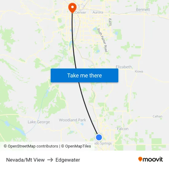 Nevada/Mt View to Edgewater map