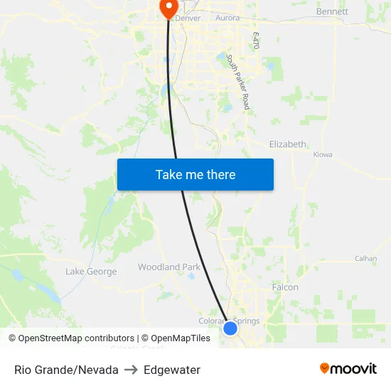 Rio Grande/Nevada to Edgewater map
