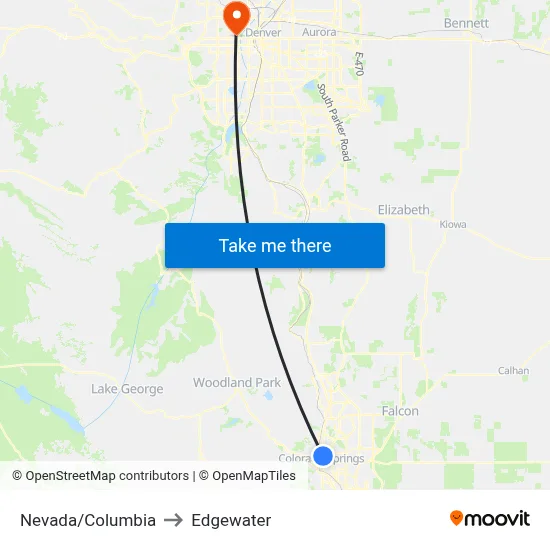 Nevada/Columbia to Edgewater map