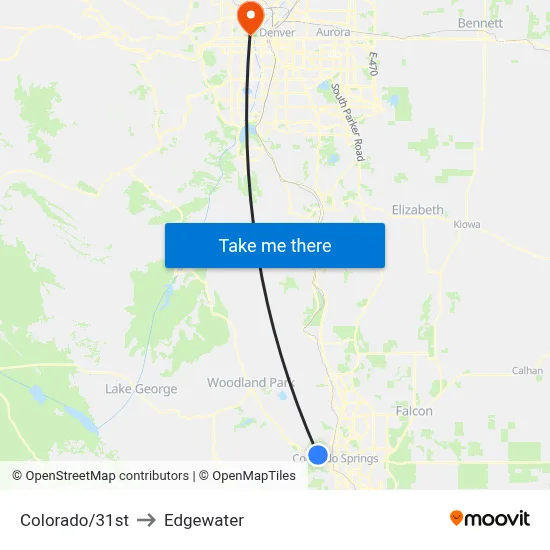 Colorado/31st to Edgewater map