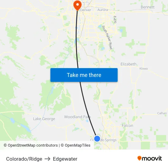 Colorado/Ridge to Edgewater map