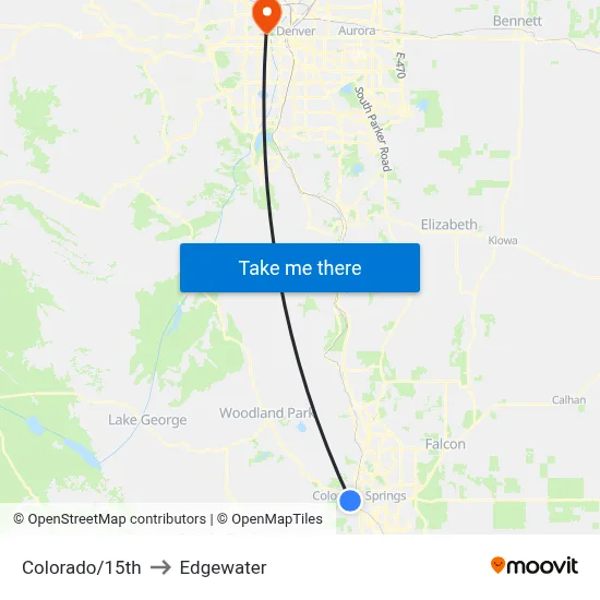Colorado/15th to Edgewater map