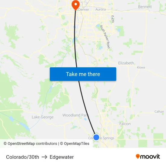 Colorado/30th to Edgewater map