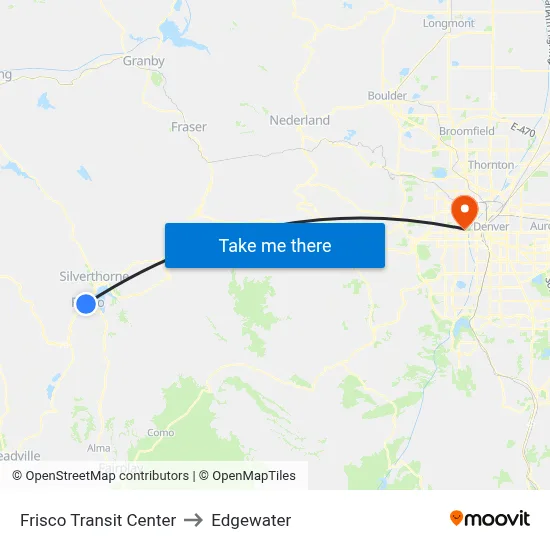 Frisco Transit Center to Edgewater map