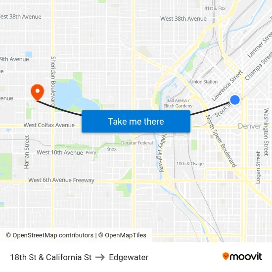18th St & California St to Edgewater map