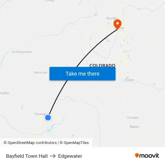 Bayfield Town Hall to Edgewater map