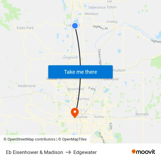 Eb Eisenhower & Madison to Edgewater map