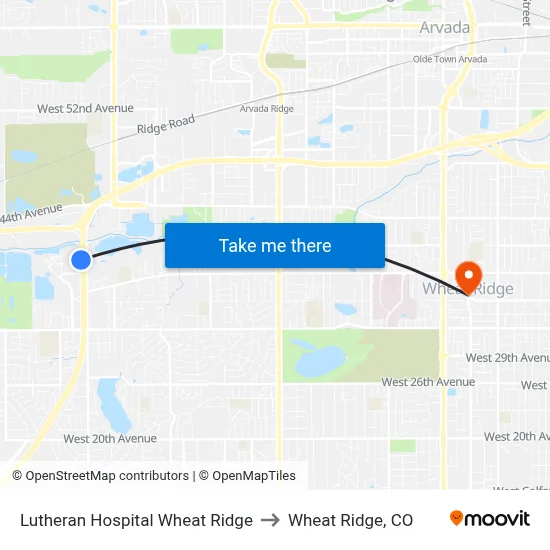 Lutheran Hospital Wheat Ridge to Wheat Ridge, CO map