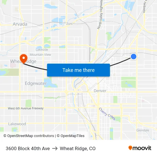 3600 Block 40th Ave to Wheat Ridge, CO map