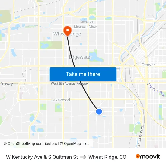 W Kentucky Ave & S Quitman St to Wheat Ridge, CO map