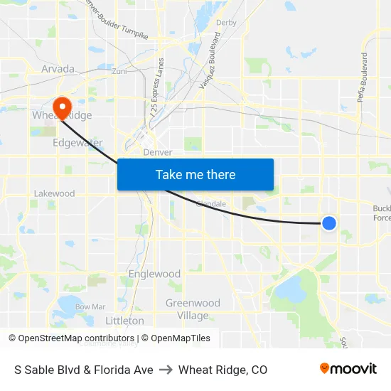 S Sable Blvd & Florida Ave to Wheat Ridge, CO map