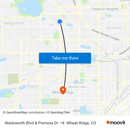 Wadsworth Blvd & Pomona Dr to Wheat Ridge, CO map