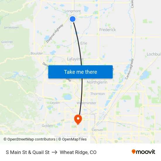 S Main St & Quail St to Wheat Ridge, CO map