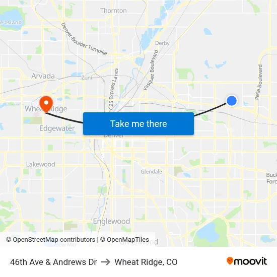 46th Ave & Andrews Dr to Wheat Ridge, CO map