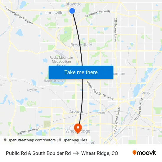 Public Rd & South Boulder Rd to Wheat Ridge, CO map
