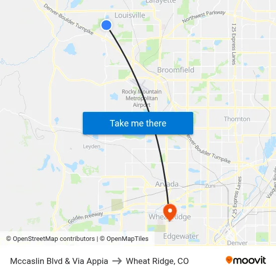 Mccaslin Blvd & Via Appia to Wheat Ridge, CO map