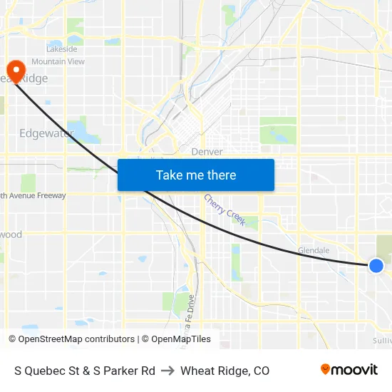 S Quebec St & S Parker Rd to Wheat Ridge, CO map