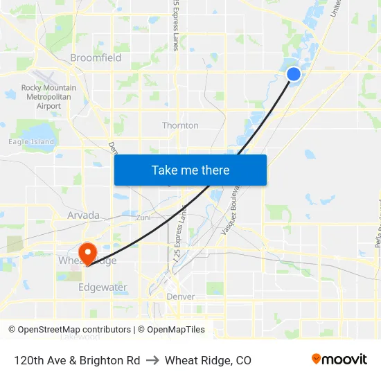 120th Ave & Brighton Rd to Wheat Ridge, CO map