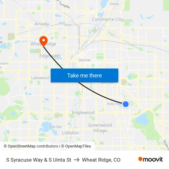 S Syracuse Way & S Uinta St to Wheat Ridge, CO map