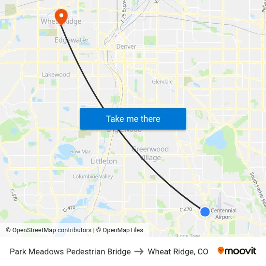 Park Meadows Pedestrian Bridge to Wheat Ridge, CO map