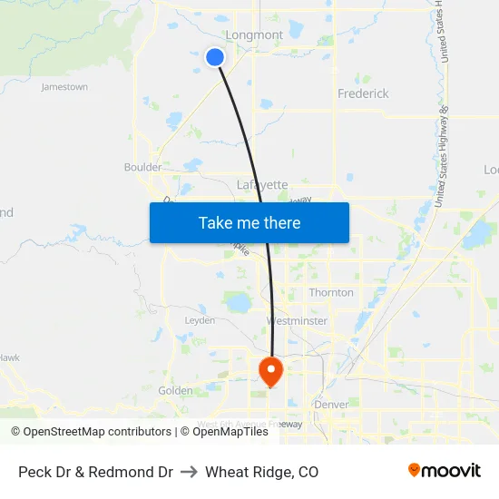 Peck Dr & Redmond Dr to Wheat Ridge, CO map
