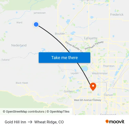 Gold Hill Inn to Wheat Ridge, CO map